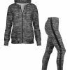Lily | Charcoal Gray & Black Stripe Hoodie & Side-Stripe Leggings Set - Plus