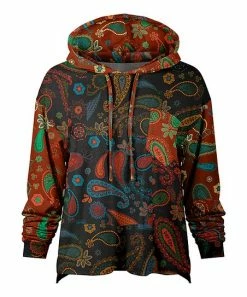 Lily | Brown & Black Paisley Patch-Pocket Hoodie - Women & Plus