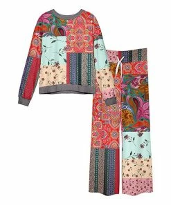 Lily | Gray & Red Patchwork Long-Sleeve Top & Lounge Pants - Women & Plus