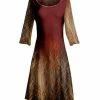 Lily | Rust & Brown Branches Three-Quarter Sleeve A-Line Dress - Women & Plus