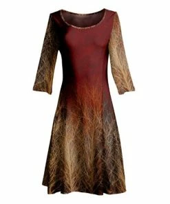 Lily | Rust & Brown Branches Three-Quarter Sleeve A-Line Dress - Women & Plus