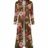 Lily | Pink & Brown Floral Hooded Cable-Knit Open Duster - Women