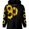 Lily | Black & Yellow Sunflower Patch-Pocket Loose Fit Hoodie - Women & Plus