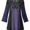 Lily | Purple & Black Floral Color Block Scoop Neck Tunic - Women & Plus