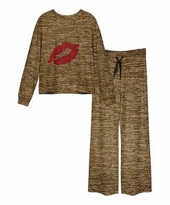 Lily | Brown & Red Lips Pajama Set - Women & Plus