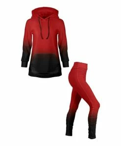 Lily | Red & Black Ombré Kangaroo-Pocket Hoodie & Leggings - Women & Plus