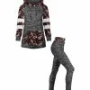 Lily | Gray & Pink Floral Melange Kangaroo-Pocket Hoodie & Leggings - Women
