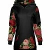 Lily | Black & Red Rose Pocket Hoodie - Women & Plus