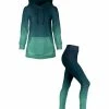 Lily | Blue & Teal Ombré Kangaroo-Pocket Hoodie & Leggings - Plus