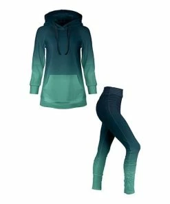 Lily | Blue & Teal Ombré Kangaroo-Pocket Hoodie & Leggings - Plus