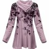 Lily | Pink & Black Floral Button-Accent Shawl Collar Tunic - Plus