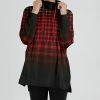 Lily | Red & Black Plaid Ombre Funnel Neck Hoodie - Women