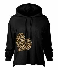 Lily | Black & Tan Leopard Heart Front-Pocket Hoodie - Women & Plus