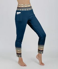 Lily | Teal & Beige Geometric Lattice Pocket High-Waist Leggings - Women & Plus