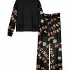 Lily | Black Holiday Cookie 'Merry Christmas' Pajama Set - Plus