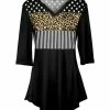 Lily | Black Leopard Color Block V-Neck Tunic - Plus
