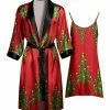 Lily | Red & Black Christmas Tree Robe & Nightgown - Plus