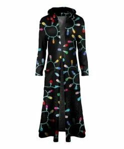 Lily | Black String Lights Hooded Pocket Duster - Women & Plus