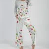 Lily | White Christmas Light Raglan Pajama Set - Women