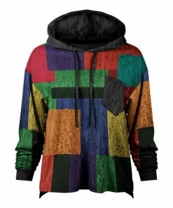 Lily | Gray Color Block Loose Fit Front-Pocket Hoodie - Women