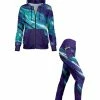 Lily | Purple & Turquoise Watercolor Zip-Up Hoodie & Pocket Leggings - Women & Plus