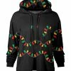 Lily | Black & Red String Lights Pocket Hoodie - Women