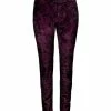 Lily | Purple & Black Lace Print Velvet Skinny Pants - Plus