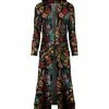 Lily | Black & Red Floral Cable-Knit Hooded Open Duster - Women & Plus