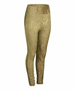 Lily | Gold & Beige Abstract Hacci Knit Leggings - Plus