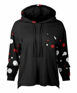 Lily | Black & Red Polka Dot Front-Pocket Hoodie - Women & Plus