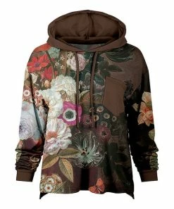 Lily | Brown Floral Loose Fit Pocket Hoodie - Women & Plus