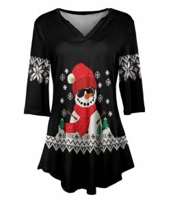 Lily | Black & Red Snowman V-Neck Tunic - Women & Plus