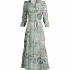 Lily | Mint & Turquoise Leopard Tie-Waist Maxi Shirt Dress - Women