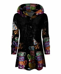 Lily | Black Tea CFront Button-Front Hooded Cardigan - Plus