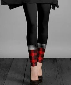 Lily | Black & Red Plaid-Contrast Leggings - Plus