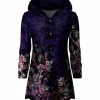 Lily | Purple & Pink Floral Button-Front Velvet Hooded Tunic - Women & Plus