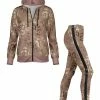 Lily | Pink & Gold Leopard Zip-Up Hoodie & Side-Stripe Leggings - Women & Plus