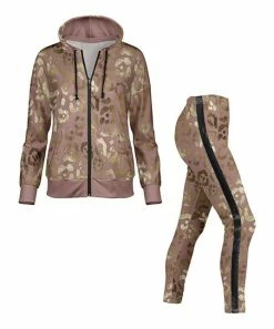 Lily | Pink & Gold Leopard Zip-Up Hoodie & Side-Stripe Leggings - Women & Plus