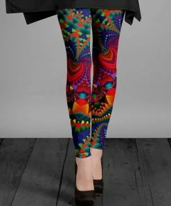 Lily | Red & Blue Psychedelic Print Leggings - Plus