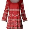 Lily | Red & White Reindeer Bell Sleeve Tunic - Women & Plus