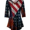Lily | Red & Blue Stars & Stripes Three-Quarter Sleeve V-Neck Tunic - Women