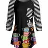 Lily | Black & White Stripe Mug Pocket Raglan Tunic - Women