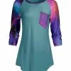 Lily | Turquoise & Purple Space Sky Raglan Tunic - Plus