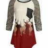 Lily | Beige & Red Deer Stripe Raglan Tunic - Women & Plus