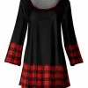 Lily | Black & Red Plaid Bell Sleeve Tunic - Women & Plus