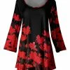 Lily | Black & Red Floral Bell Sleeve Tunic - Women