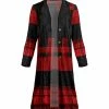 Lily | Black & Red Plaid Velvet Button-Up Duster - Plus