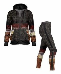 Lily | Red & Black Abstract Zip-Up Hoodie & Side-Stripe Leggings - Women
