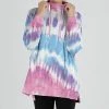 Lily | Pink & Blue Tie-Dye Drawstring Funnel-Neck Pullover - Plus
