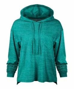 Lily | Turquoise Heather Patch-Pocket Hoodie - Women & Plus